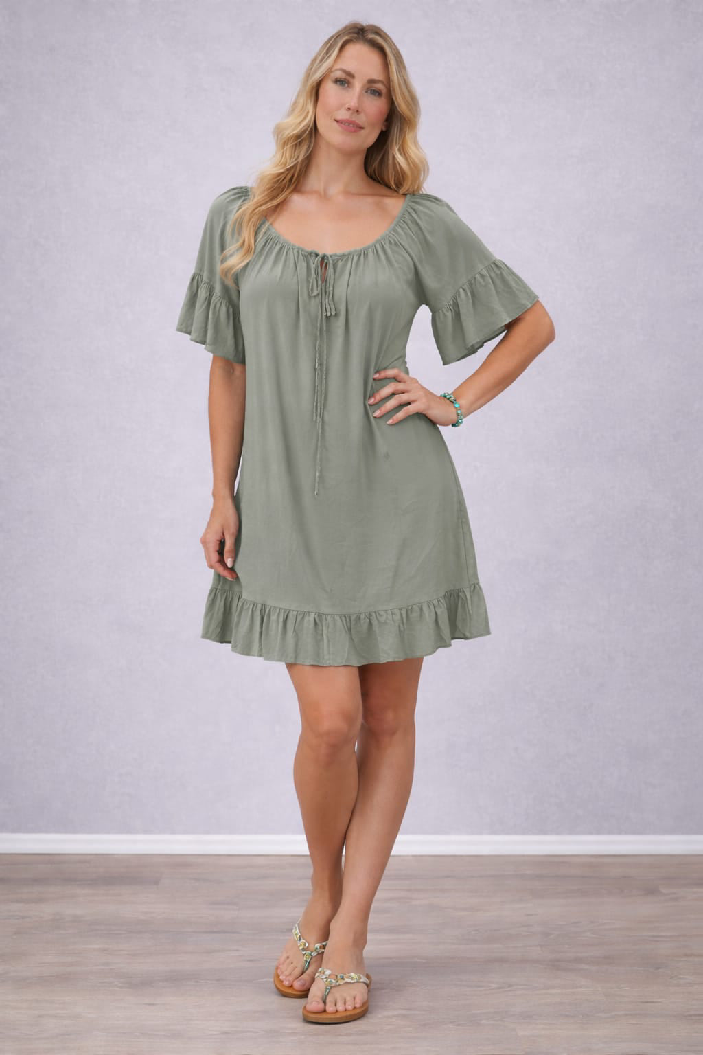 Plain Oversized Mini Dress Khaki