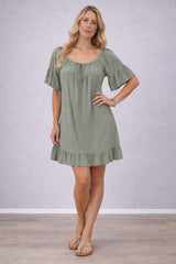 Plain Oversized Mini Dress Khaki