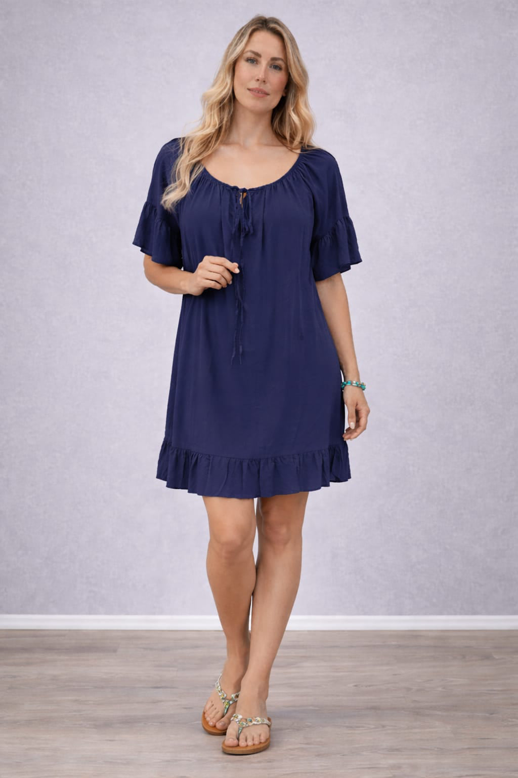 Plain Oversized Mini Dress Navy