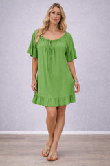 Plain Oversized Mini Dress Olive