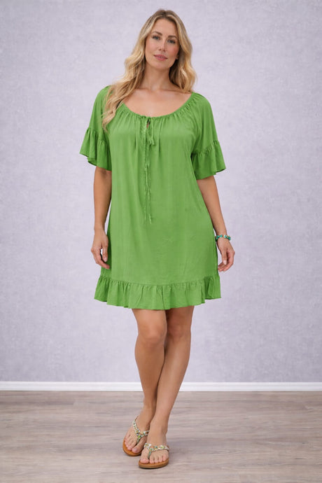 Plain Oversized Mini Dress Olive