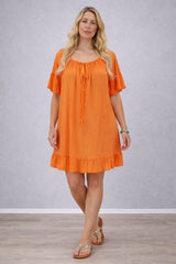 Plain Oversized Mini Dress Orange