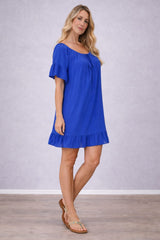 Italian Plain Plus Size Front Tie Ladies Mini Dress