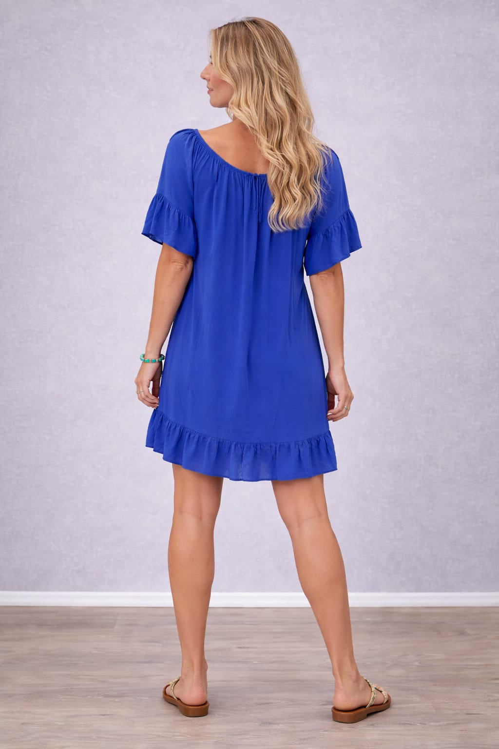 Italian Plain Plus Size Front Tie Ladies Mini Dress