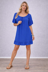 Plain Oversized Mini Dress Royal Blue