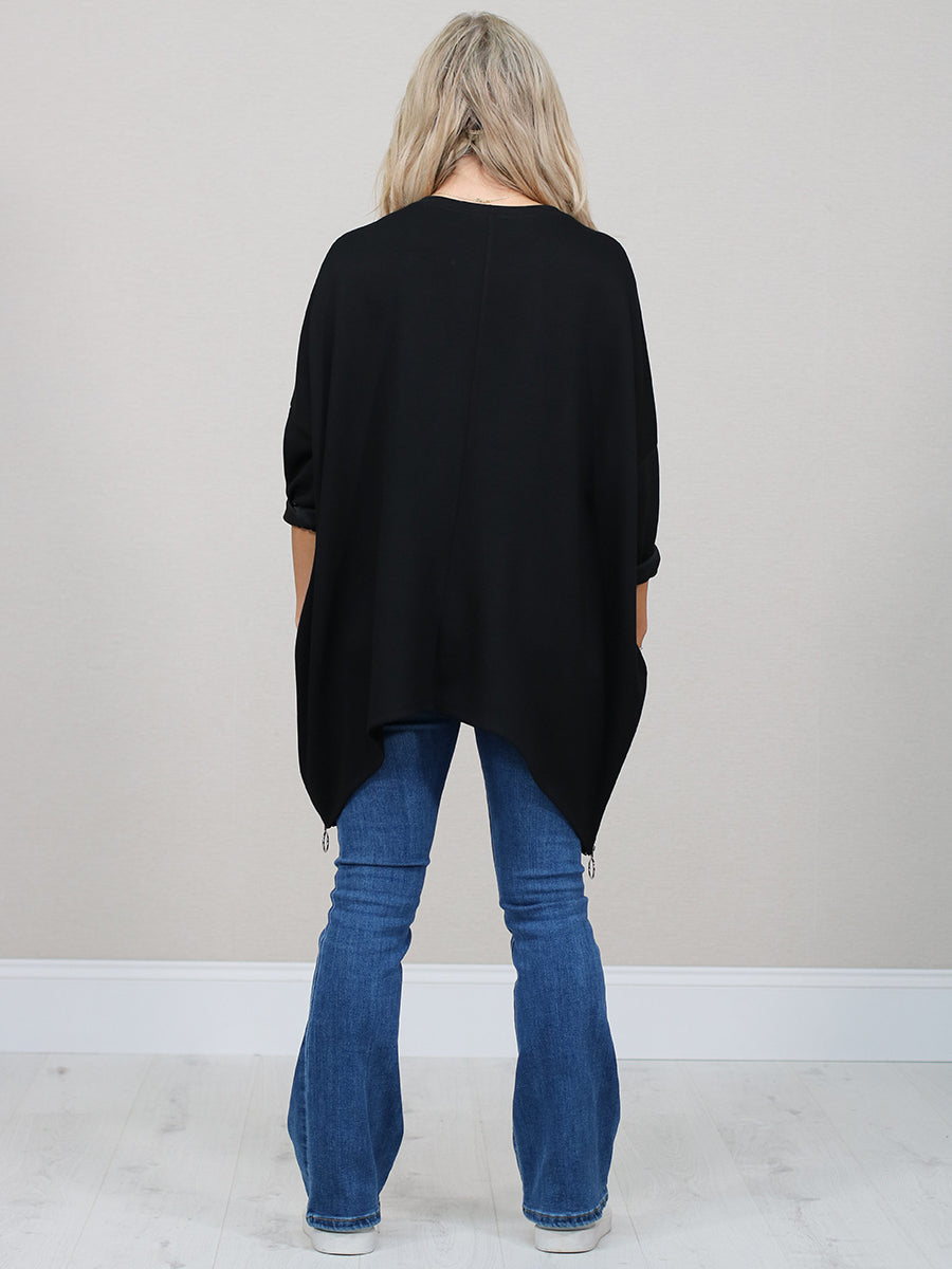 Sequin Ripped Heart Oversized Baggy T-Shirt