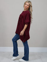 Sequin Ripped Heart Oversized Baggy T-Shirt