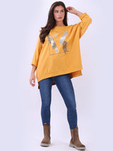 Sequin Leopard Patches High Low Cotton T-Shirt