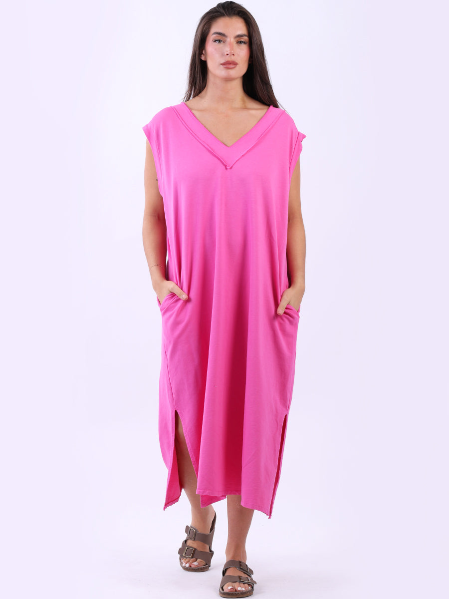 Plus Size Padded Shoulder Plain Tank Dress