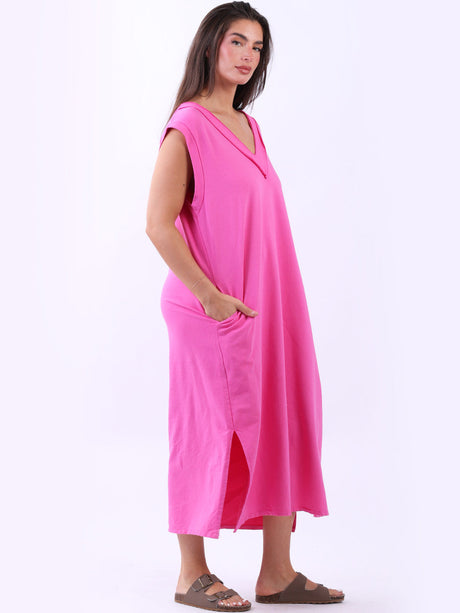 Plus Size Padded Shoulder Plain Tank Dress