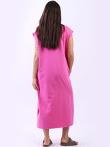 Plus Size Padded Shoulder Plain Tank Dress