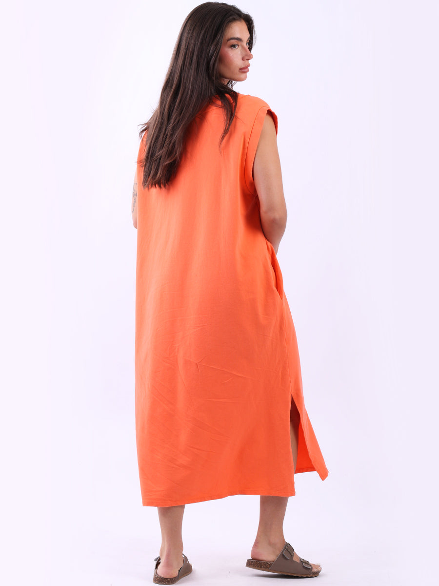 Plus Size Padded Shoulder Plain Tank Dress