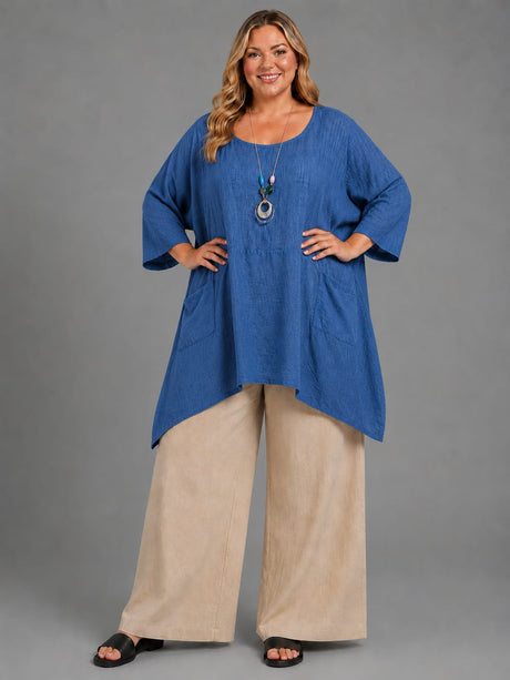Plus Size Cotton Tunic Top Denim