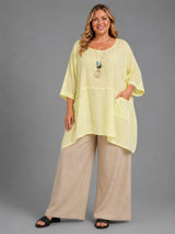 Plus Size Cotton Tunic Top Lemon