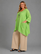 Plain Cotton Oversized Top With Necklace