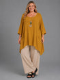 Plus Size Cotton Tunic Top Mustard