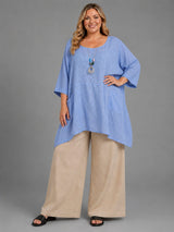 Plus Size Cotton Tunic Top Sky Blue