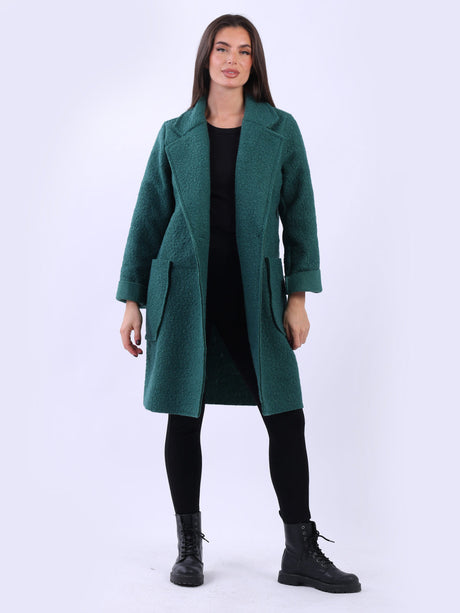 Double Breasted Plain Woolen Teddy Coat