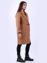 Double Breasted Plain Woolen Teddy Coat