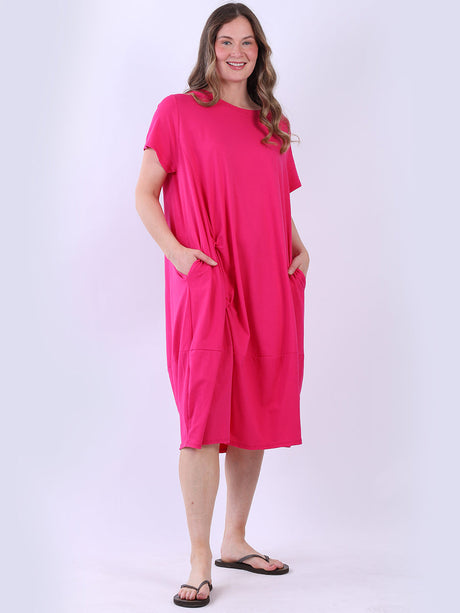 Plus Size Cotton Dress Fuchsia