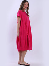 Oversized Plain Cotton Midi Dress