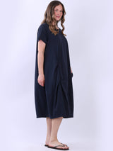 Oversized Plain Cotton Midi Dress