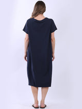Oversized Plain Cotton Midi Dress