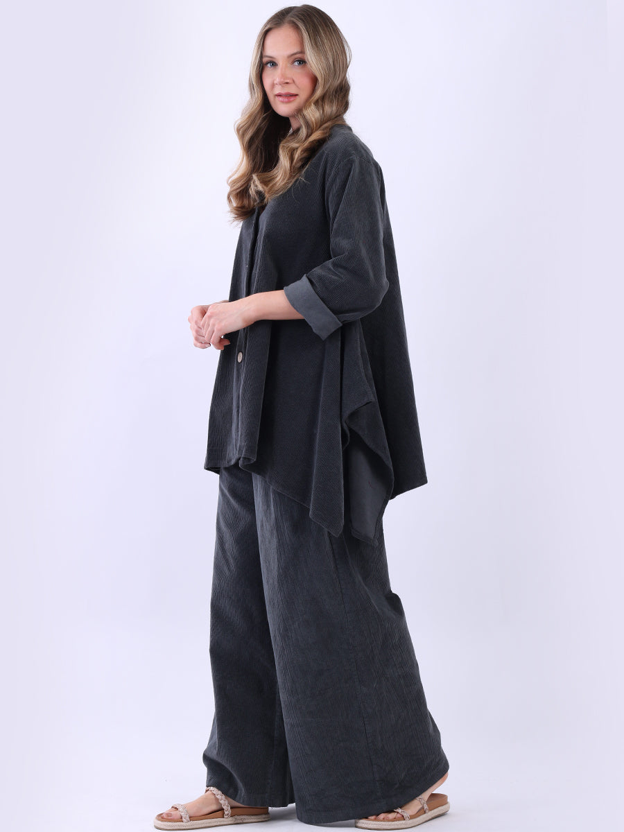 Women Button Down Lagenlook Cotton Corduroy Top