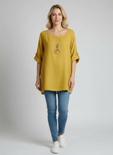 Necklace Crop Blouse Mustard