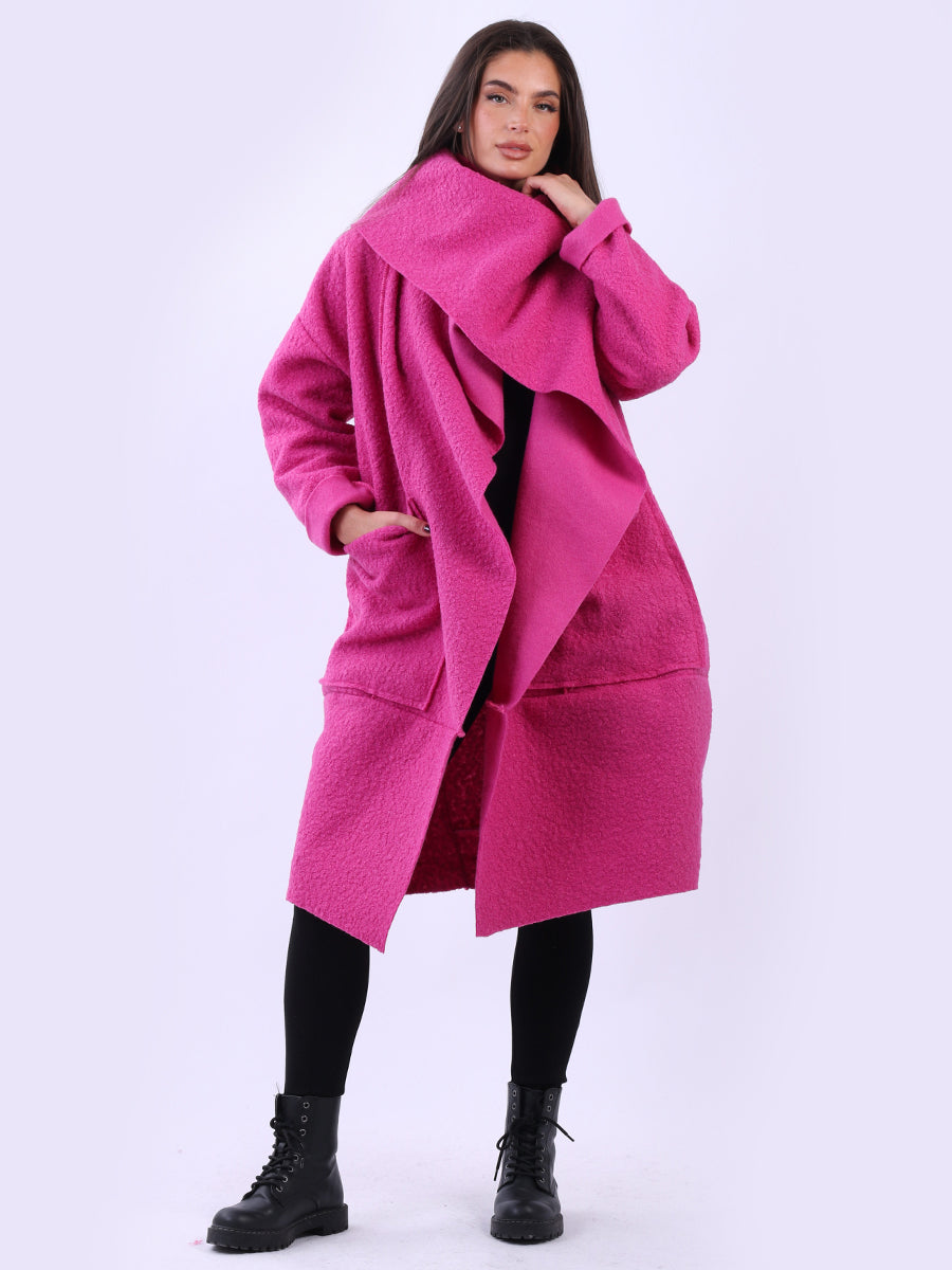 Ladies Cowl Neck Woolen Oversized Coat
