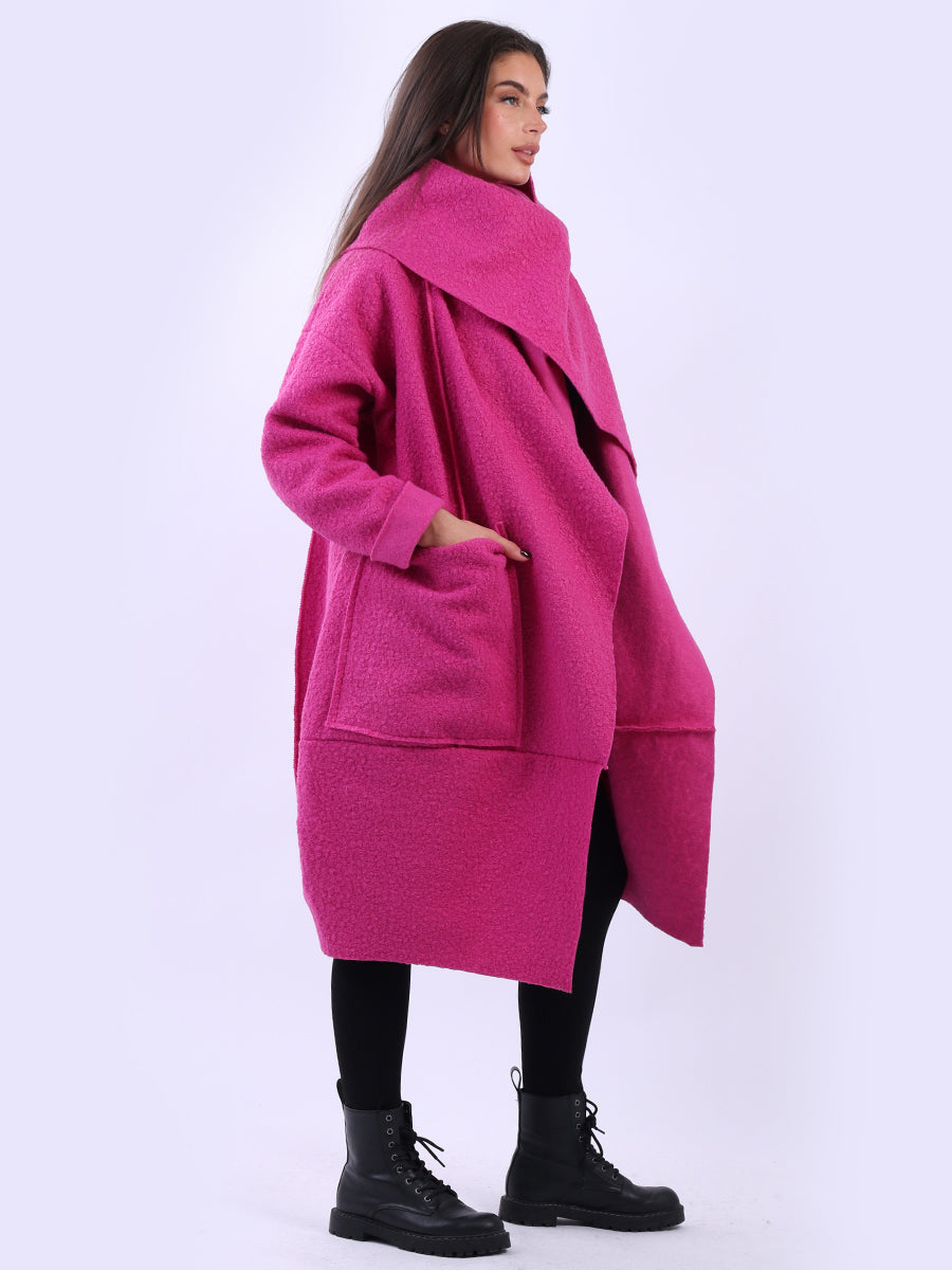 Ladies Cowl Neck Woolen Oversized Coat