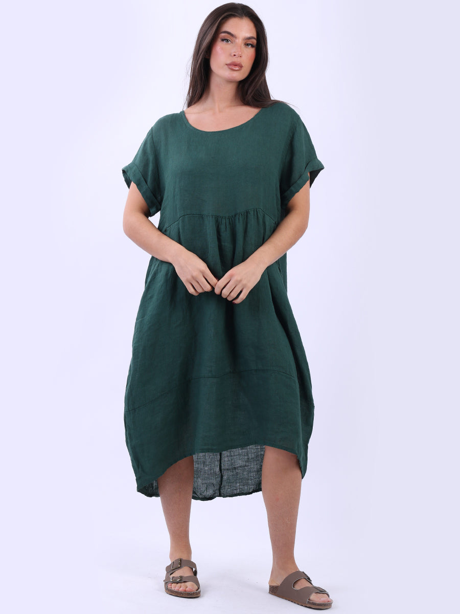 Plain Linen Front Pockets Ladies Quirky Dress