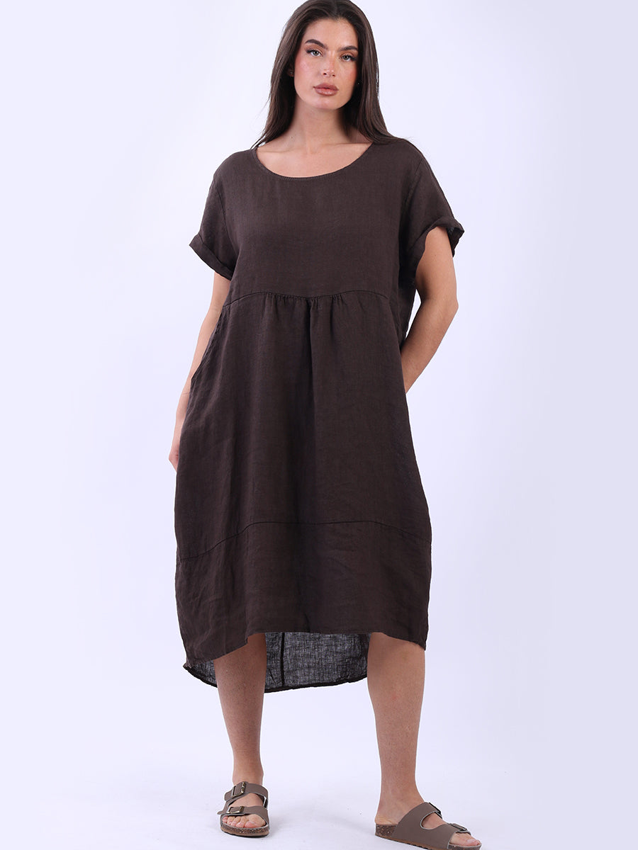 Plain Linen Front Pockets Ladies Quirky Dress