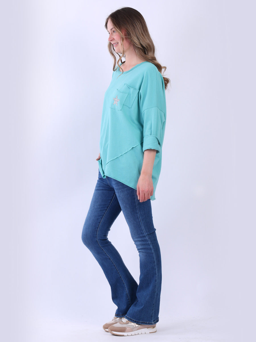 Glittery Star Plus Size Baggy Cotton Tunic