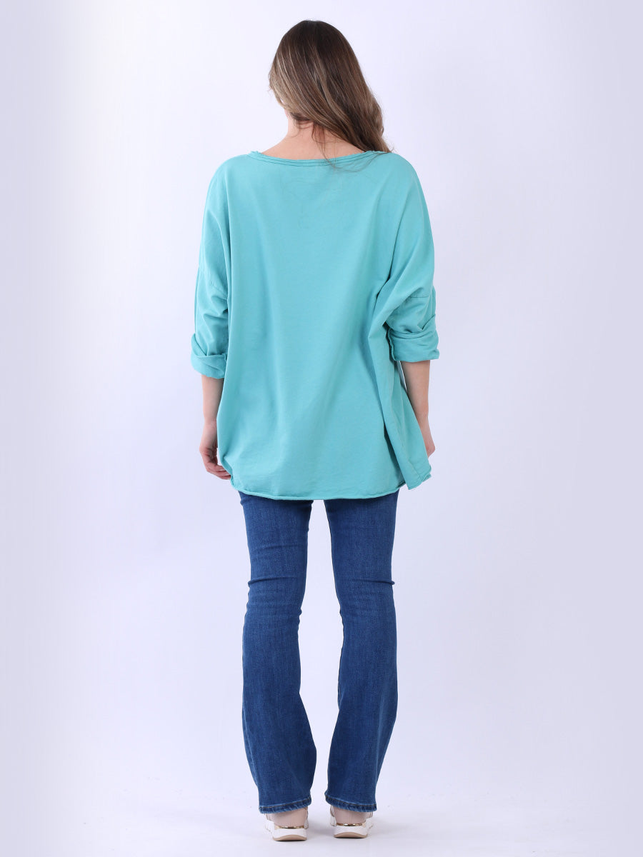 Glittery Star Plus Size Baggy Cotton Tunic