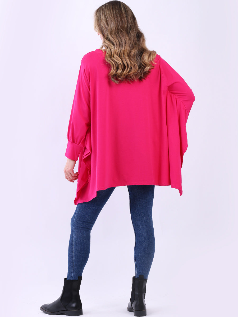 Plus Size Women Plain Cotton Lagenlook Top