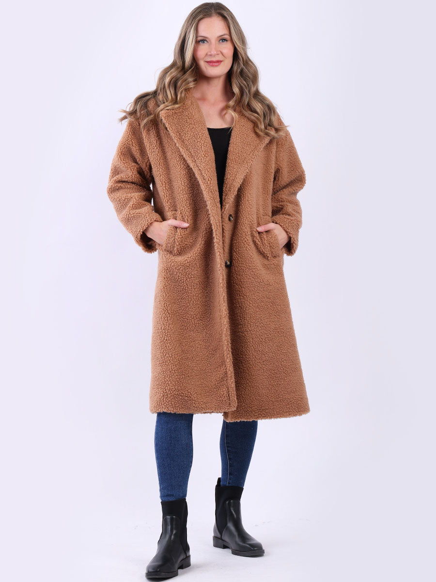 Italian Women Lagenlook Teddy Bear Woolen Coat