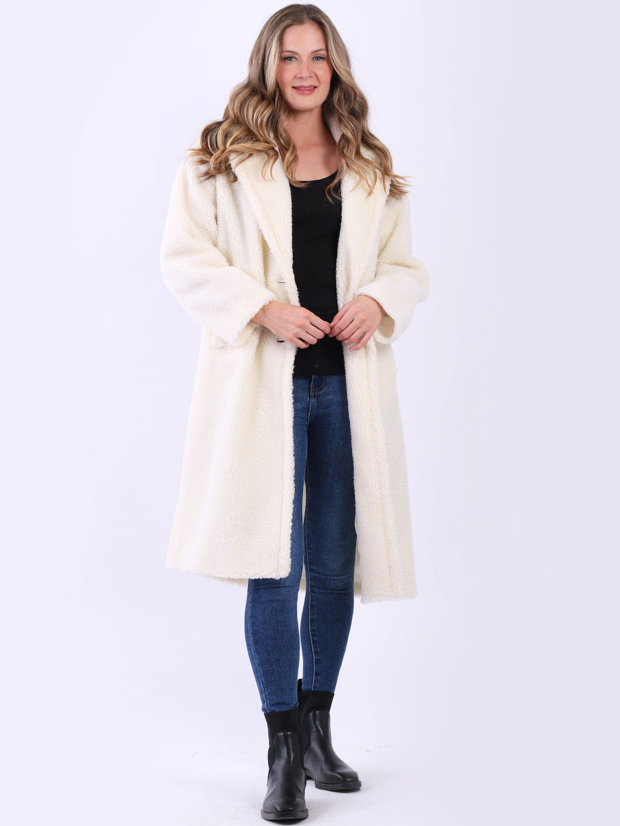 Italian Women Lagenlook Teddy Bear Woolen Coat Yayavoo UK