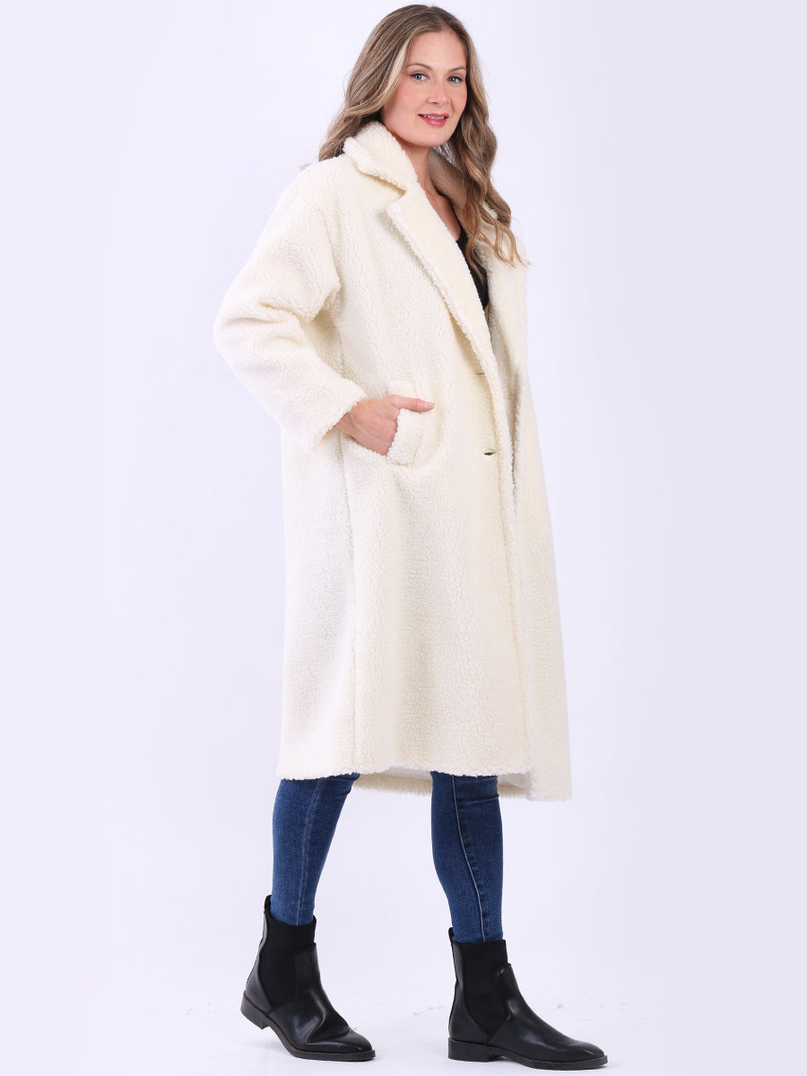 Italian Women Lagenlook Teddy Bear Woolen Coat Yayavoo UK