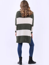 Fine Stripy Knit Lagenlook Oversized Wooly Jumper