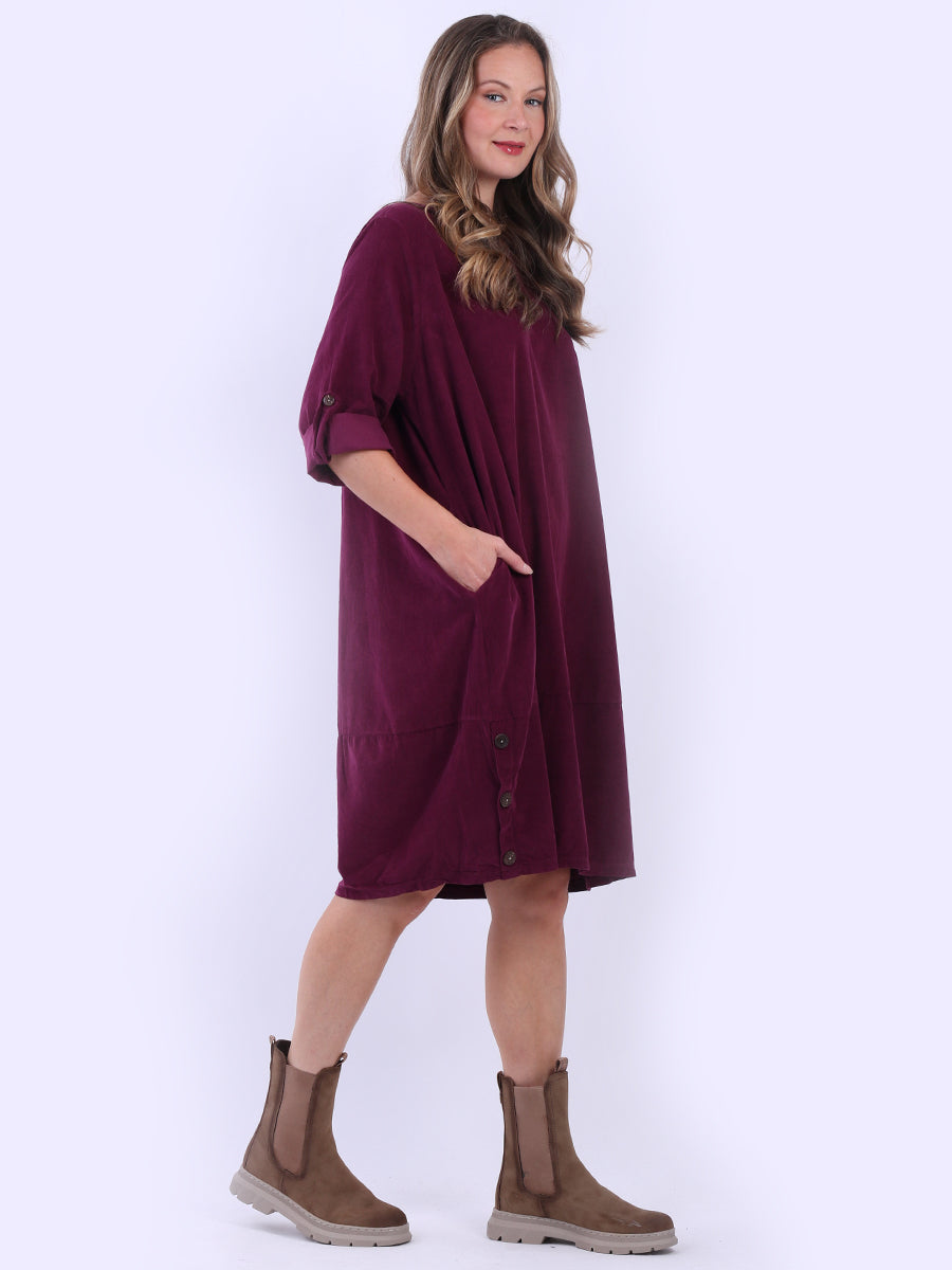 Solid Cotton Corduroy Oversized Dress