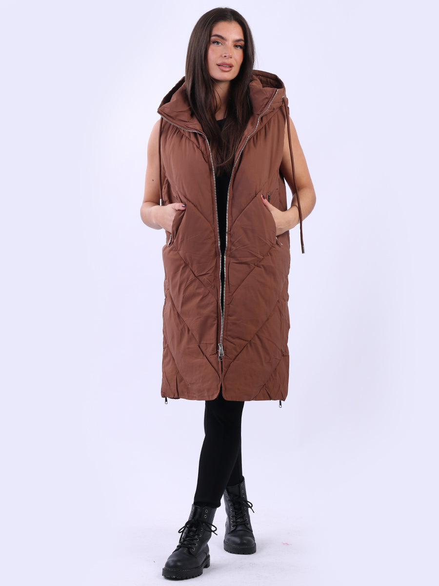Women Plus Size Lagenlook Puffer Hoodie Gilet
