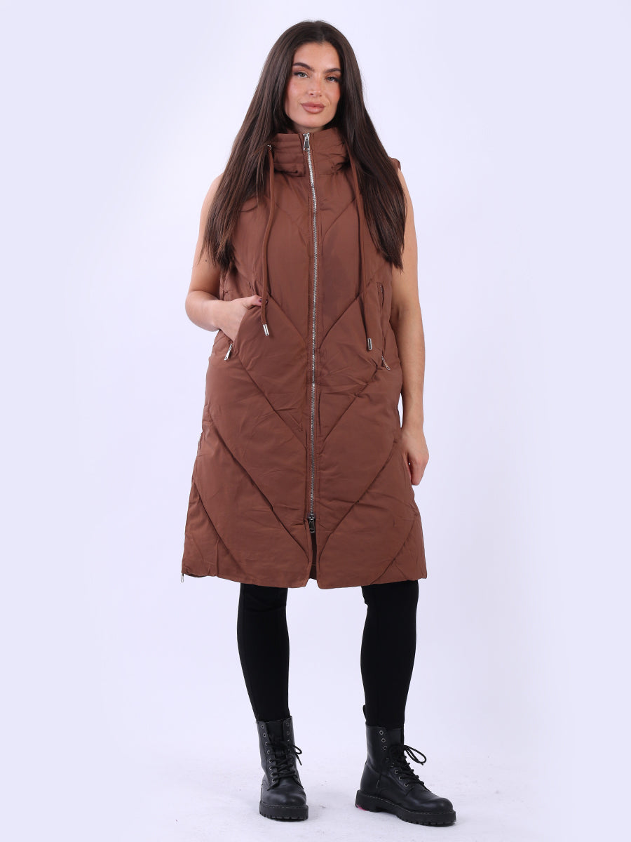 Women Plus Size Lagenlook Puffer Hoodie Gilet