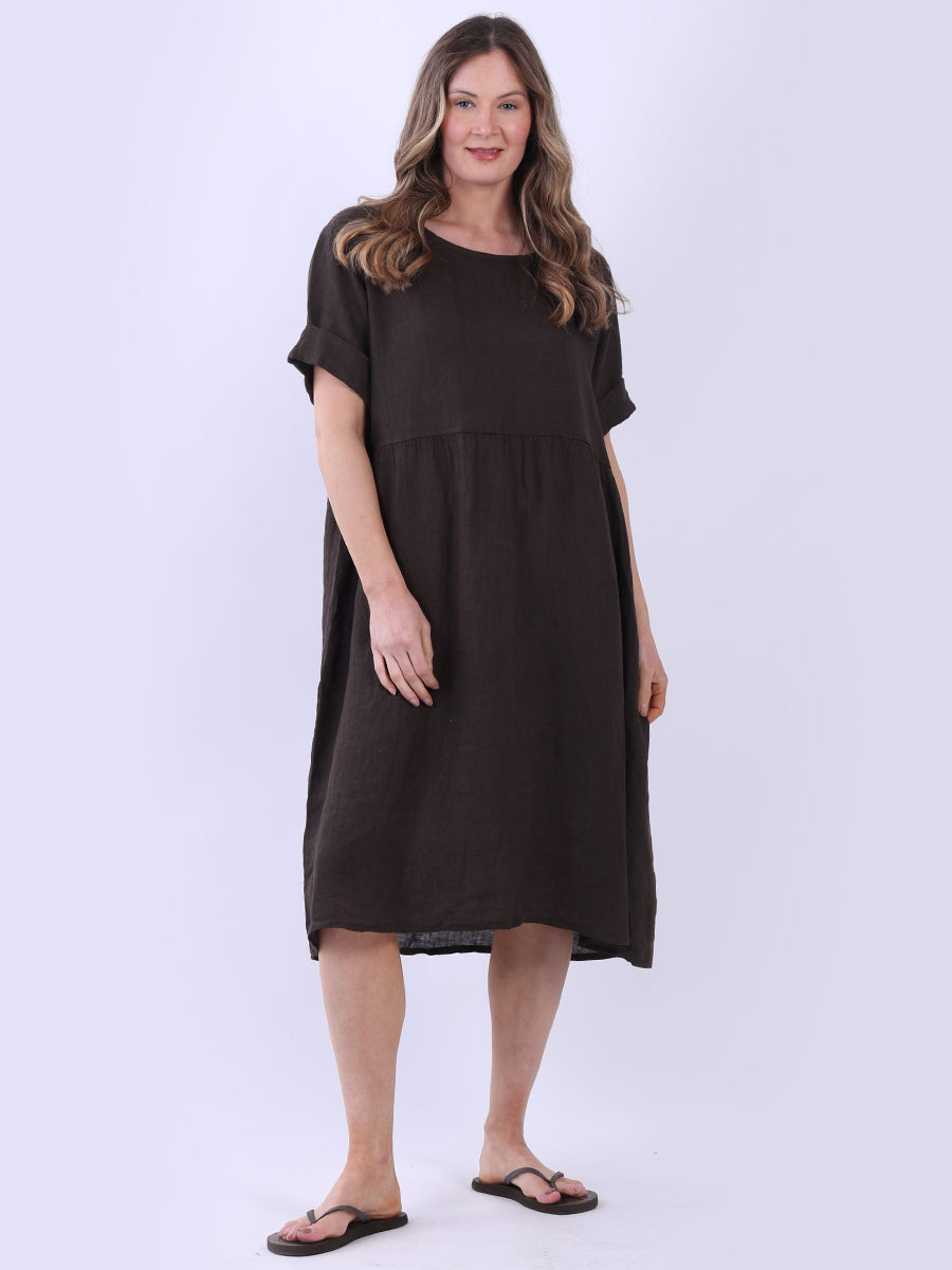 Women Back Button Plus Size Linen Swing Dress