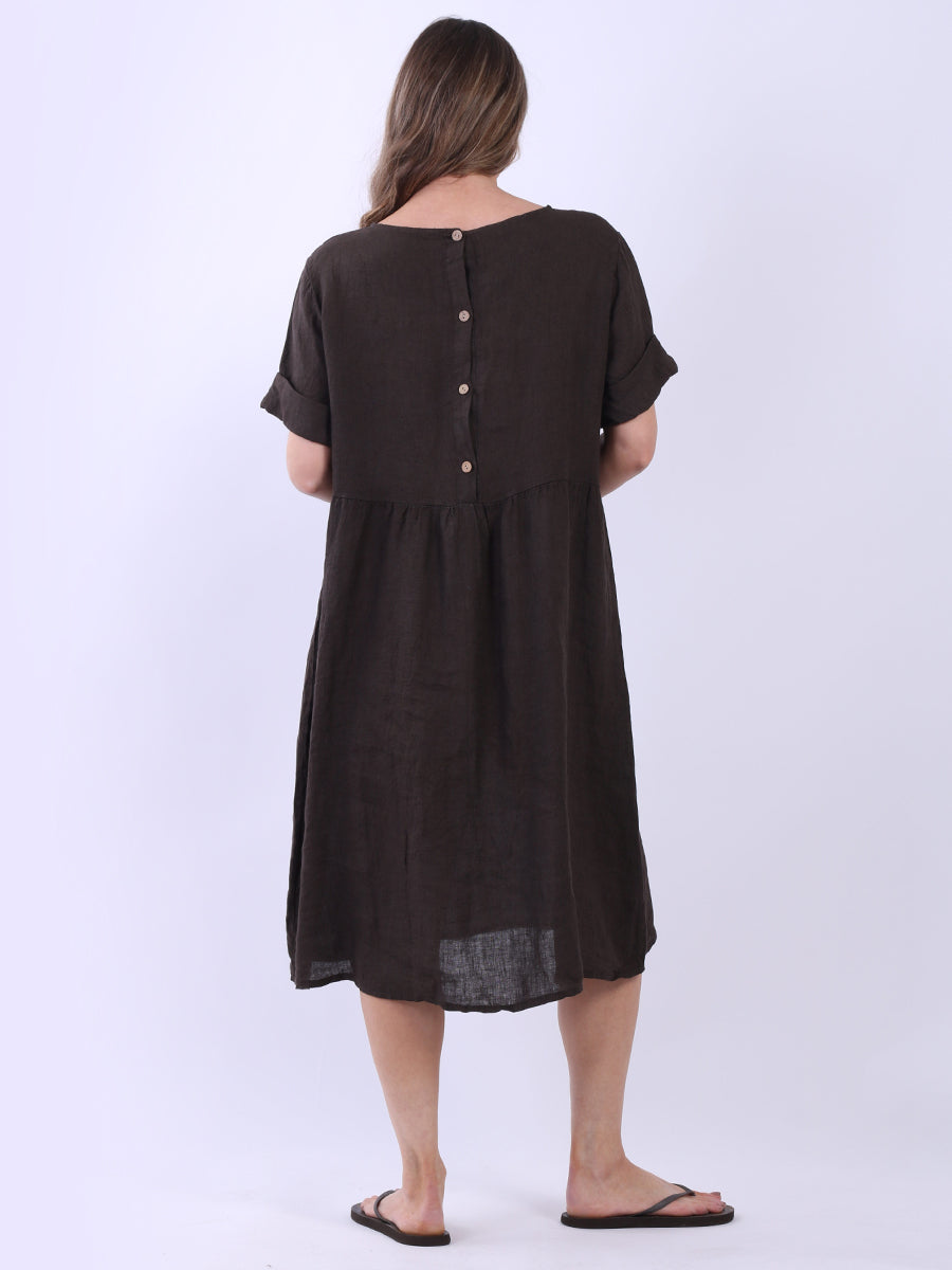 Women Back Button Plus Size Linen Swing Dress