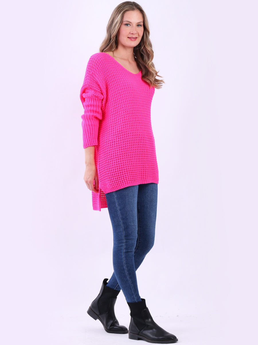 Oversized Solid Fine Knit Lagenlook Wooly Jumper