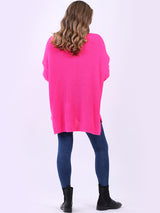 Oversized Solid Fine Knit Lagenlook Wooly Jumper