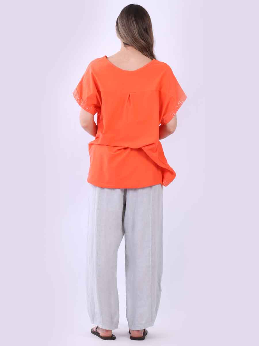 Glitzy Sequins Linen Hi-Lo Casual Top