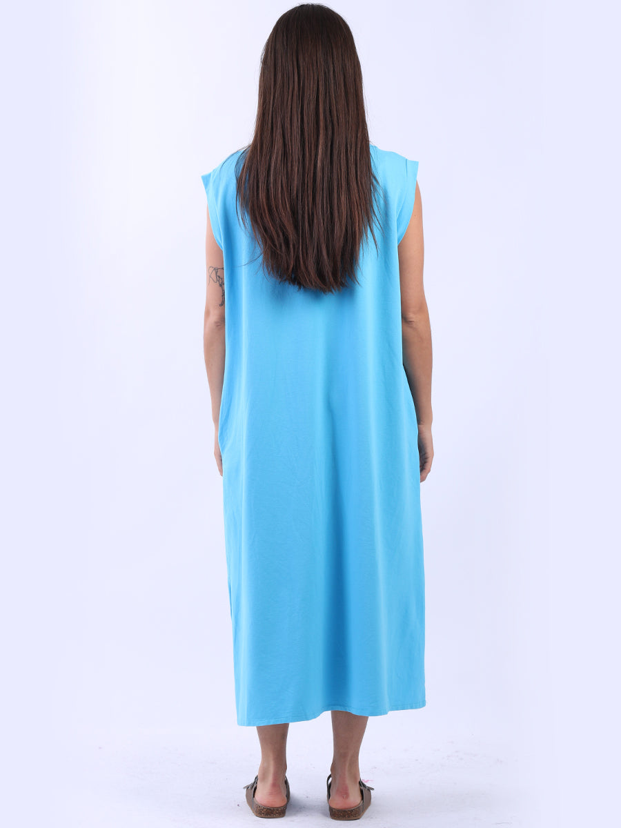 Plus Size Padded Shoulder Plain Tank Dress