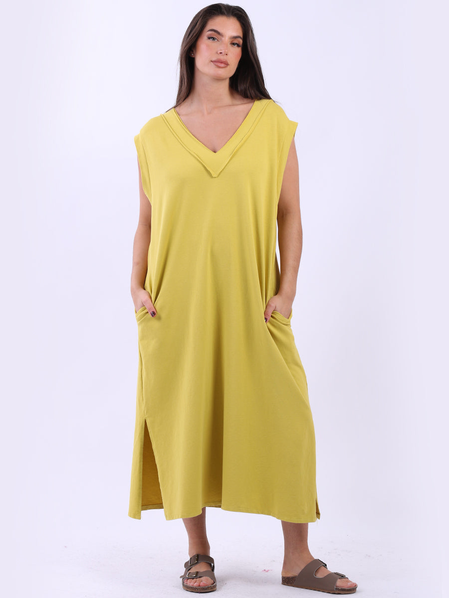 Sleeveless Women Dress Lime Green